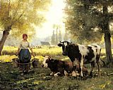 Julien Dupre A Milkmaid with her Cows on a Summer Day